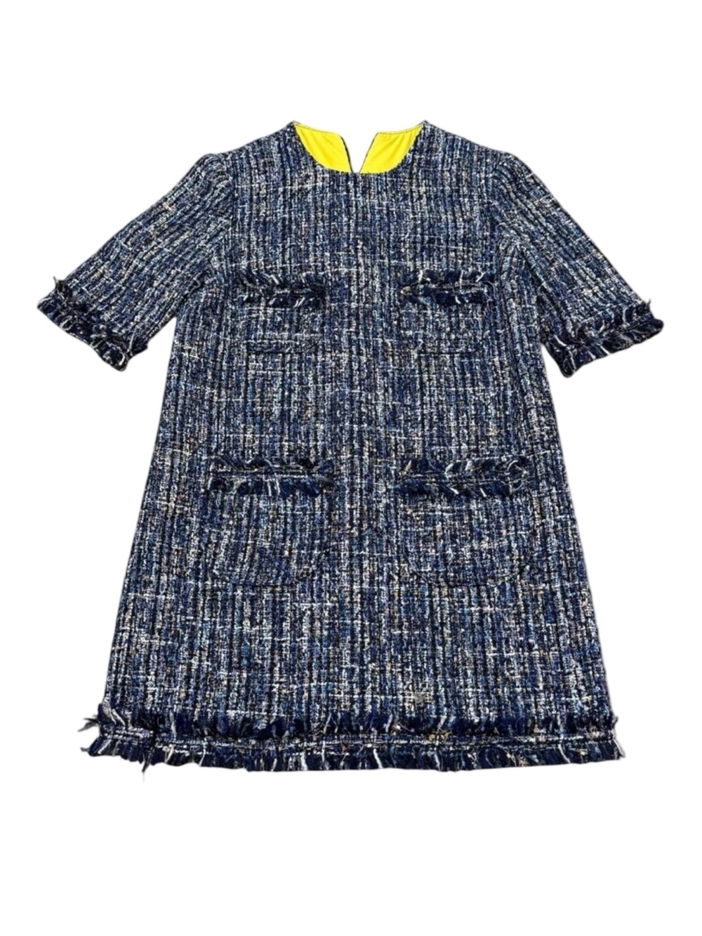 Handmade Navy Tweed Short Sleeve Dress
